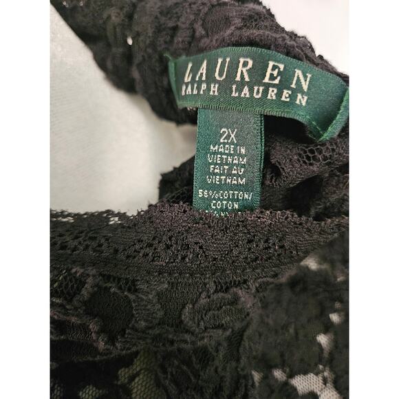 Lauren Ralph Lauren Black Lace Mock Neck Top - Size 2X - Picture 3 of 3